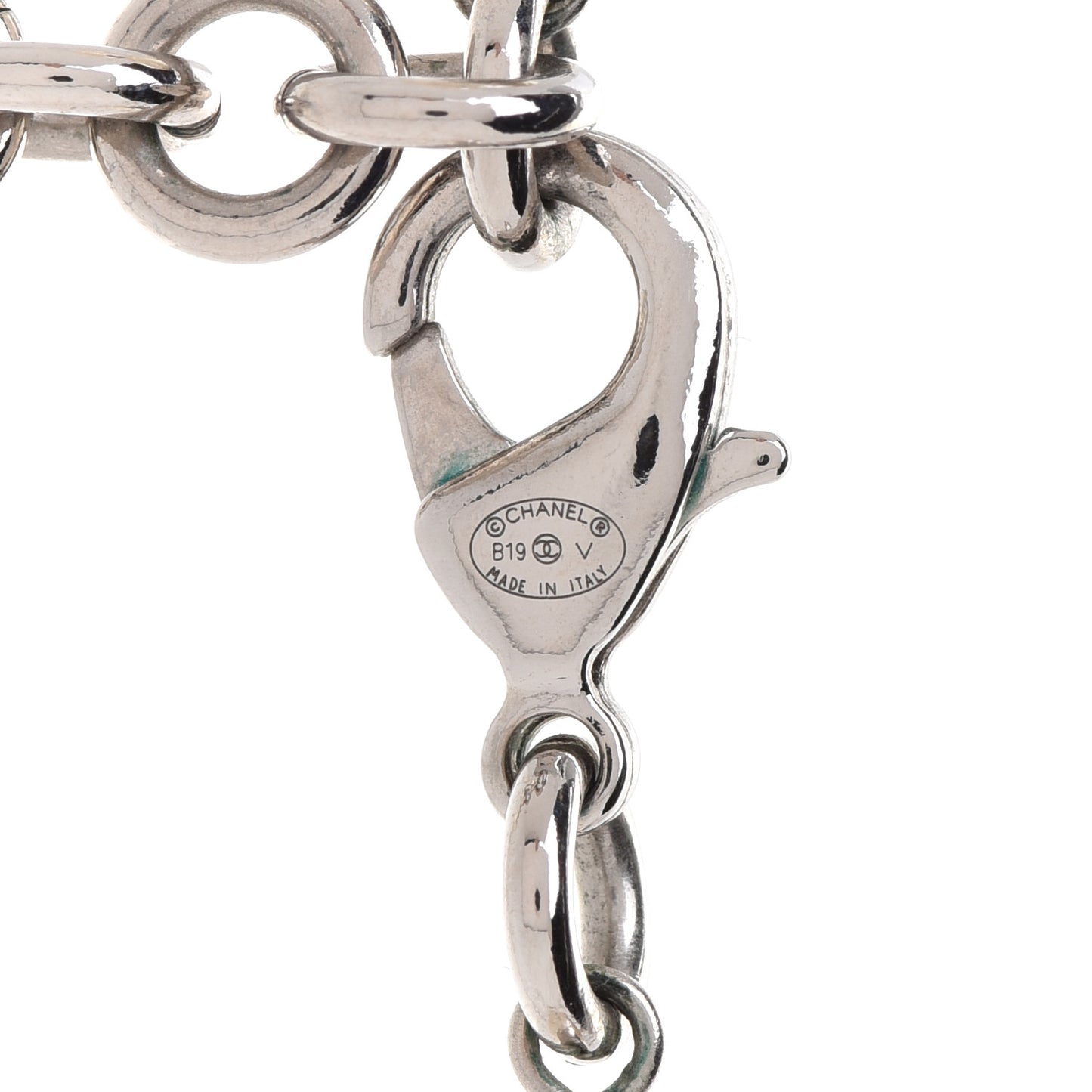 Crystal Pearl CC Long Necklace Silver