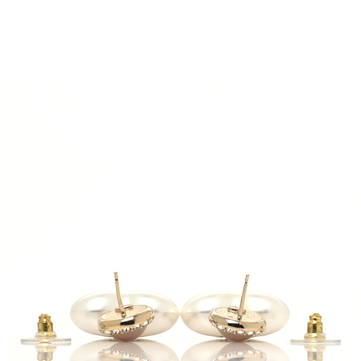 Pearl Resin Crystal CC Heart Drop Earrings Pink Gold