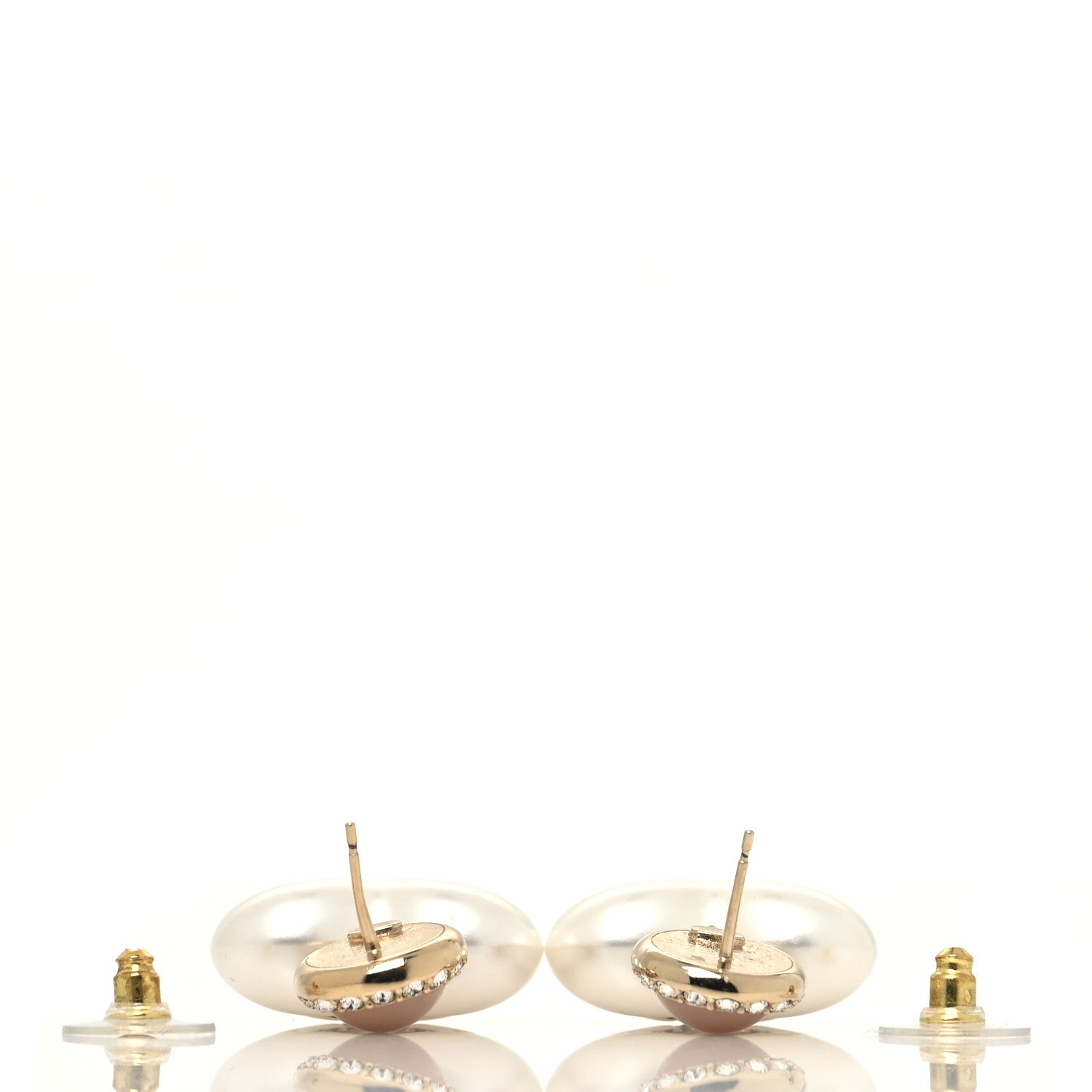 Chanel Pearl Resin Crystal CC Heart Drop Earrings Pink Gold 3 of 4