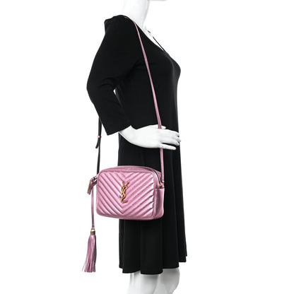 Saint Laurent Metallic Calfskin Matelasse Monogram Lou Camera Bag Vegas Pink 2 of 11