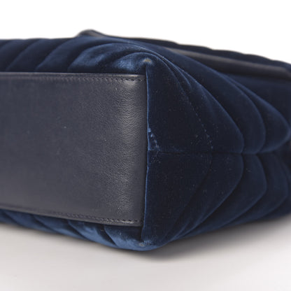 Saint Laurent Velvet Y Quilted Monogram Small Loulou Chain Satchel Medium Blue 10 of 11