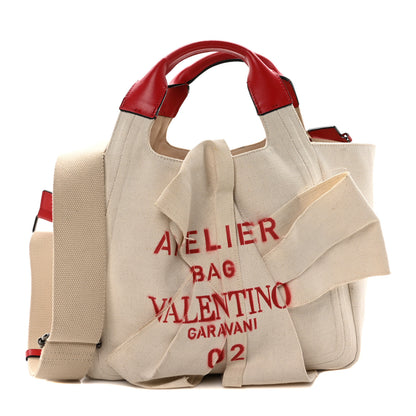 Valentino Garavani Canvas Large Atelier 09 Rose Blossom Edition Tote Bag Naturale 1 of 10