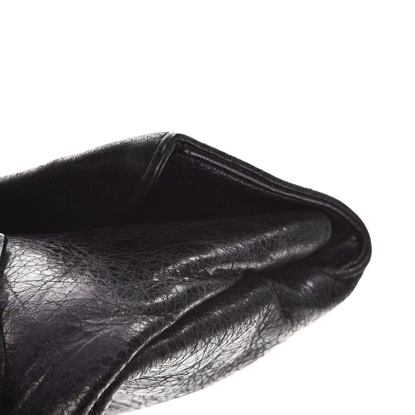 Agneau Giant 21 Silver Hardware Envelope Clutch Black