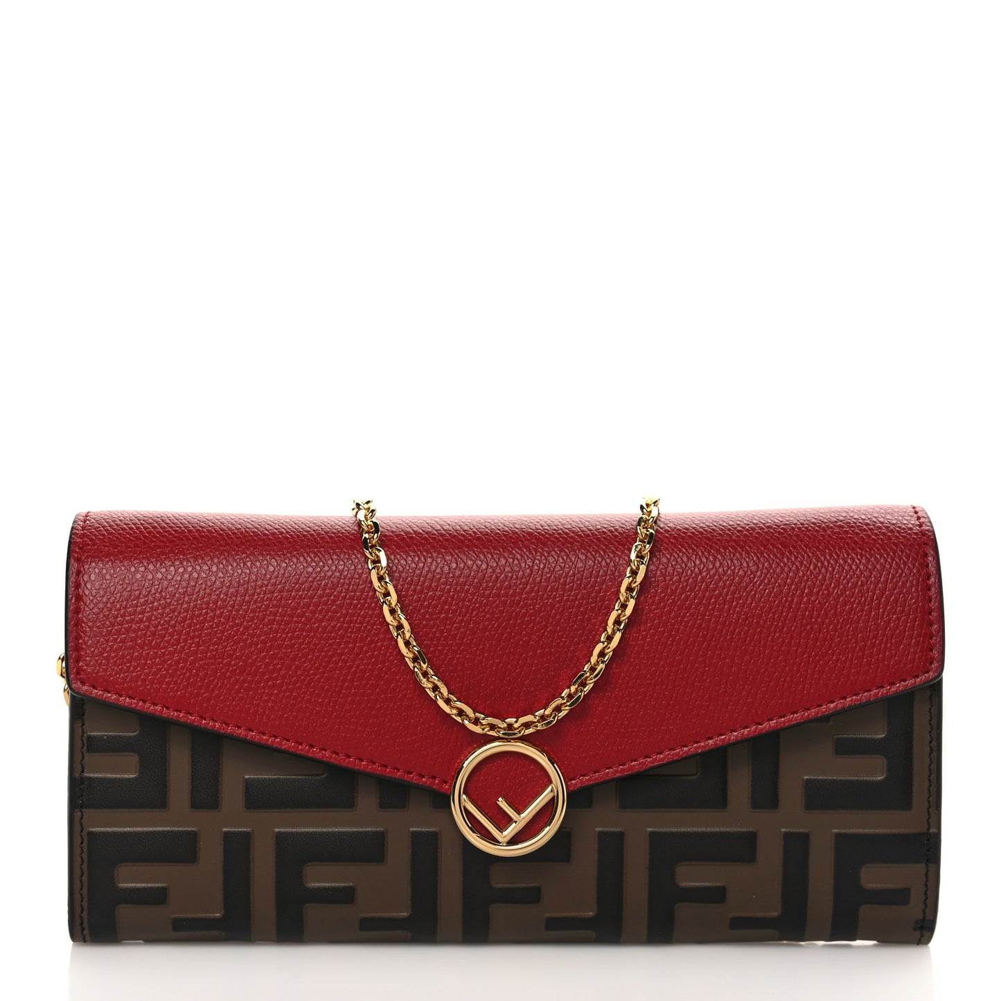 Vitello Cruise F is Fendi Bi-Color FF 1974 Embossed Continental Envelope Wallet On Chain Maya Black Fragola