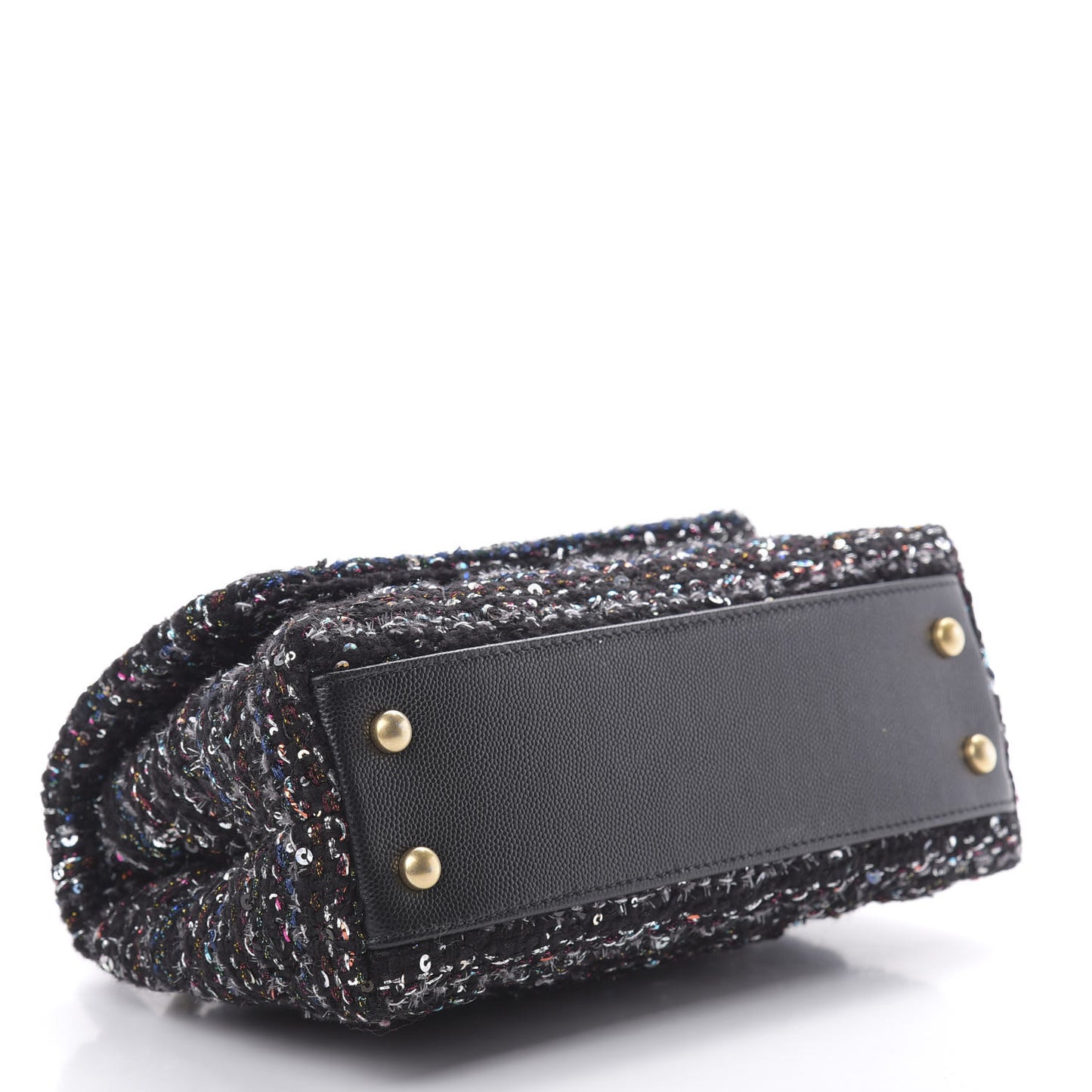 Tweed Sequin Mini Coco Handle Flap Black