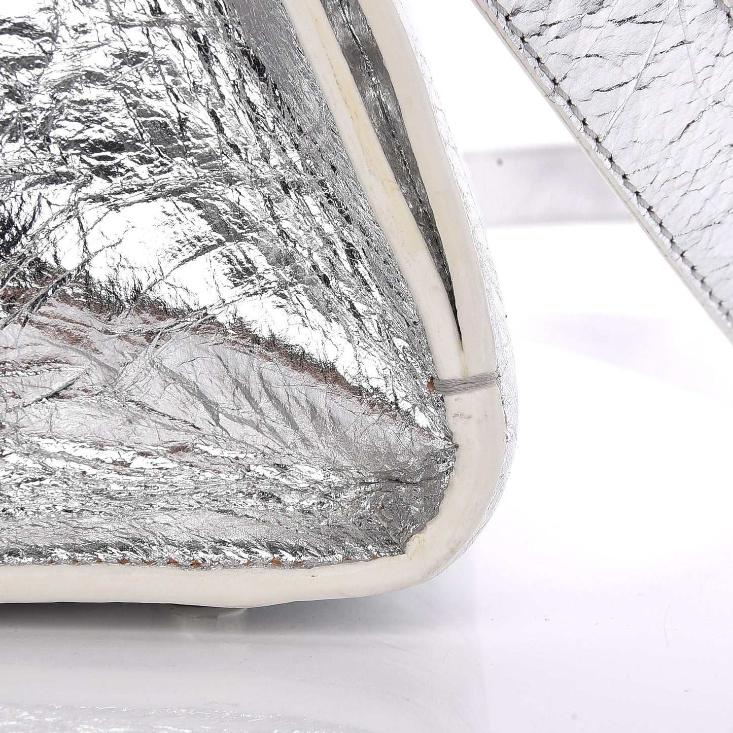 Metallic Calfskin Medium Diorever Flap Silver