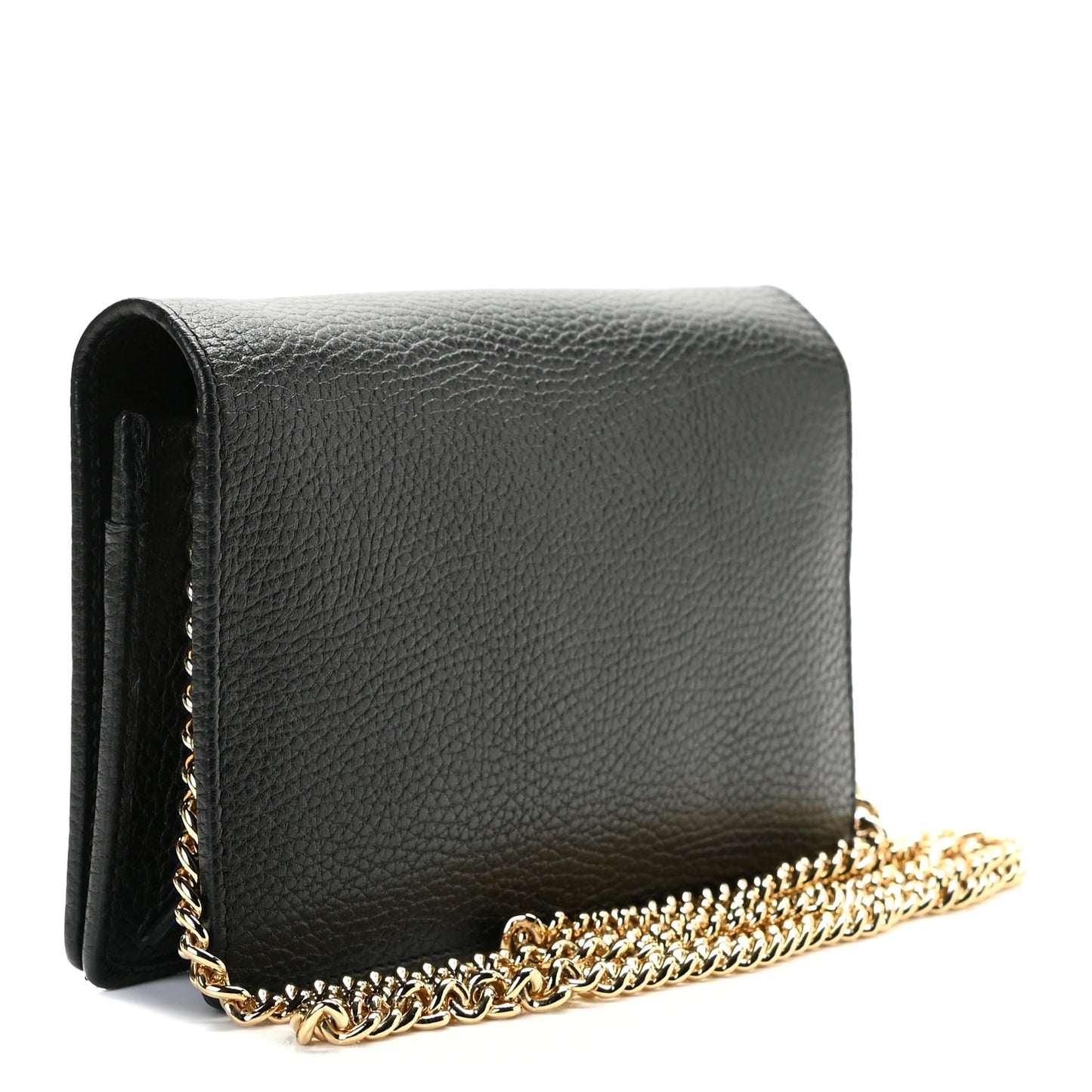 Calfskin Mini GG Marmont Chain Wallet Black