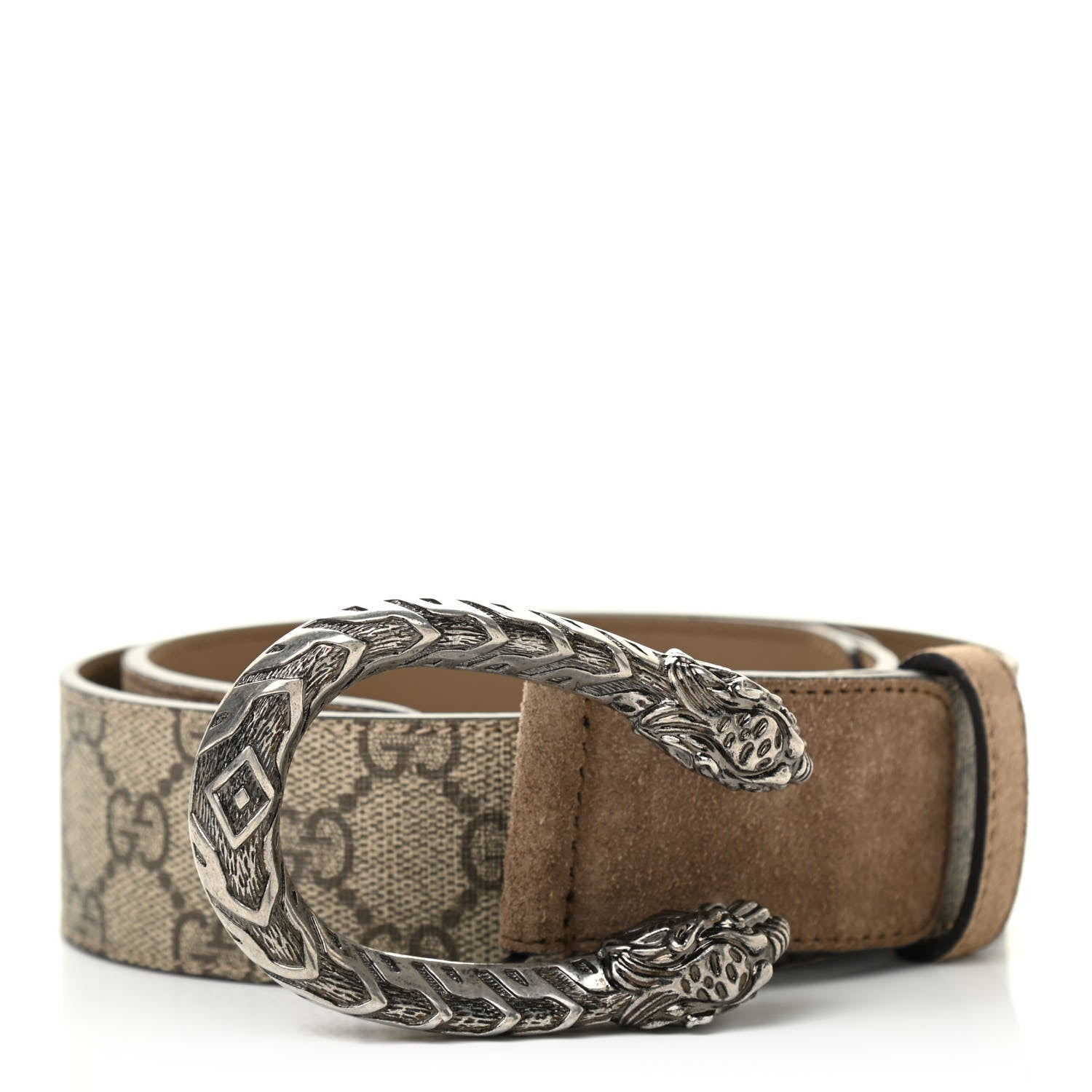 Gucci GG Supreme Monogram Suede Dionysus 40mm Belt 65 26 Beige Taupe 1 of 6