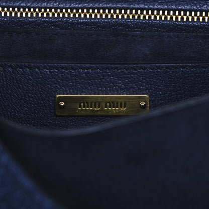 Miu Miu Denim Goatskin Bandoliera Madras Shoulder Bag Blue 8 of 10