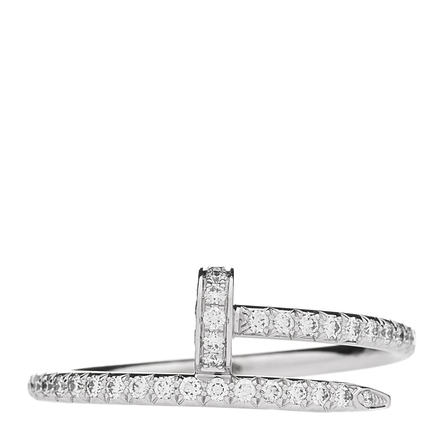 Cartier 18K White Gold Diamond Juste Un Clou Paved Ring 55 7.25 1 of 5