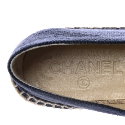 Chanel Denim Toile CC Espadrilles 37 Navy Black 10 of 15