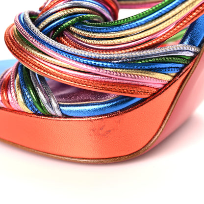 Christian Louboutin Kid Laminato Multitaski Alta 120 Sandals 37 Multi Lin Confettis 9 of 10