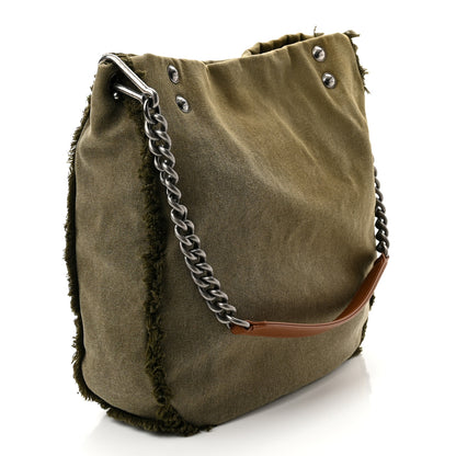 Chanel Canvas Sequins Cubano Trip Hobo Khaki 3 of 10