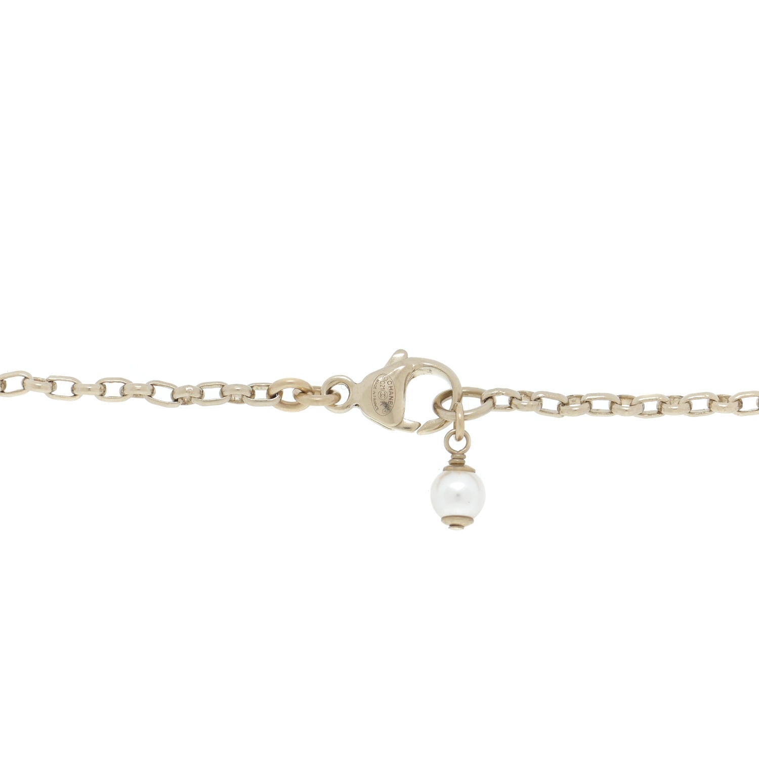 Chanel Pearl Crystal CC Pendant Necklace Gold 5 of 5