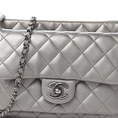 Chanel Metallic Calfskin Quilted Daily Zip Crossbody Silver 10 of 12