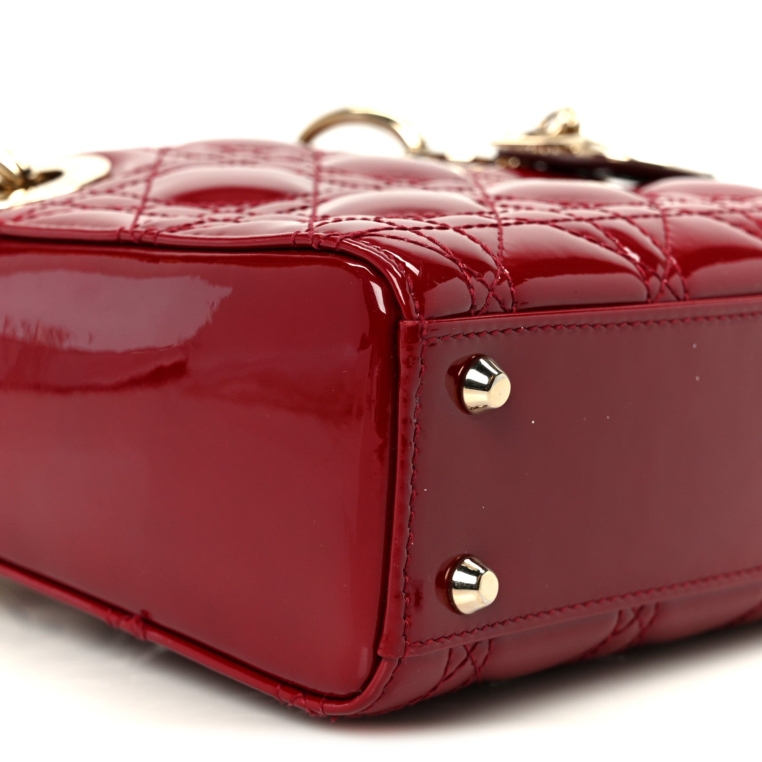 Christian Dior Patent Cannage Mini Lady Dior Red 8 of 9
