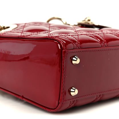 Christian Dior Patent Cannage Mini Lady Dior Red 8 of 9