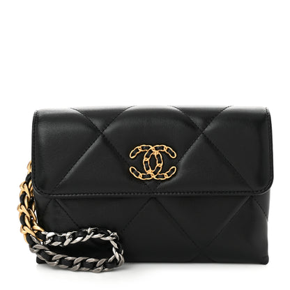 Chanel Lambskin Quilted Chanel 19 Flap Clutch Black 1 of 12