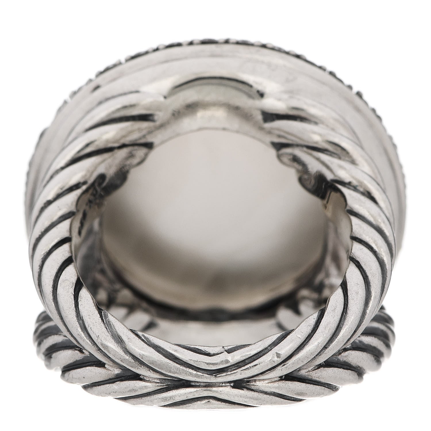 David Yurman Sterling Silver Diamond Moonstone 18mm Cerise Ring 52 6 4 of 5