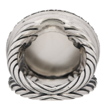 David Yurman Sterling Silver Diamond Moonstone 18mm Cerise Ring 52 6 4 of 5