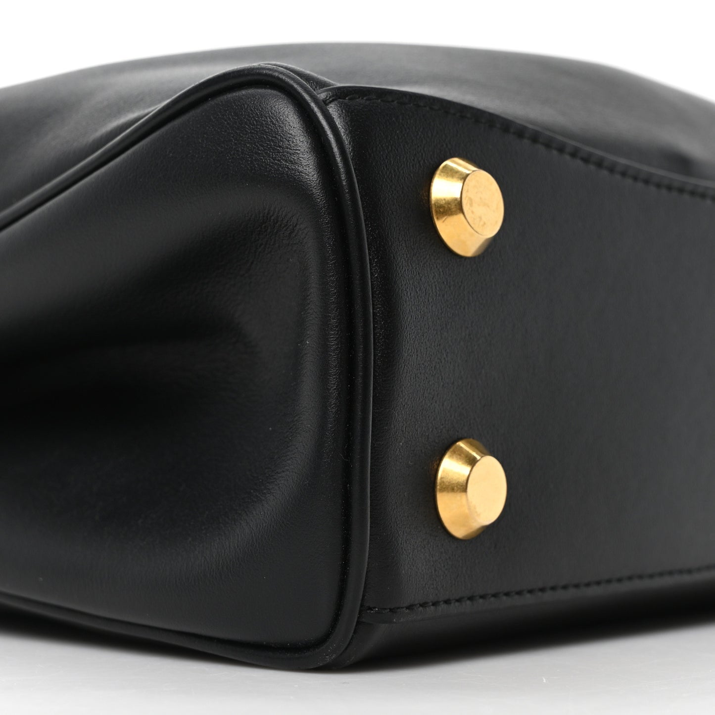 Natural Smooth Calfskin Mini Rodeo Top Handle Handbag Black