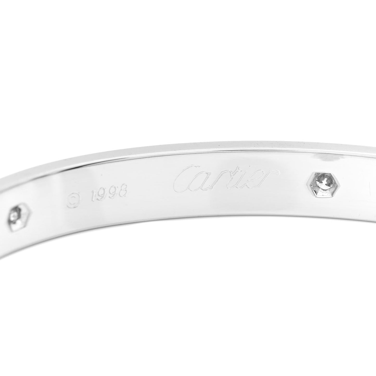 18K White Gold 6 Diamond LOVE Bracelet 17