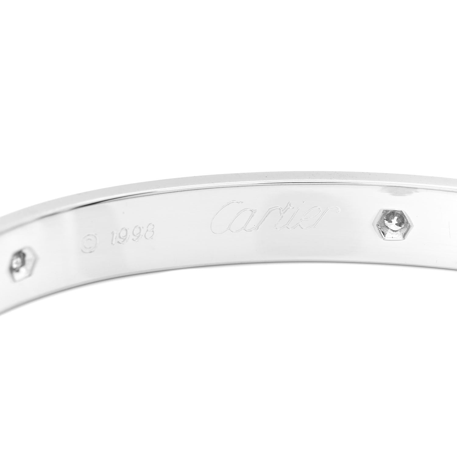 Cartier 18K White Gold 6 Diamond LOVE Bracelet 17 4 of 5