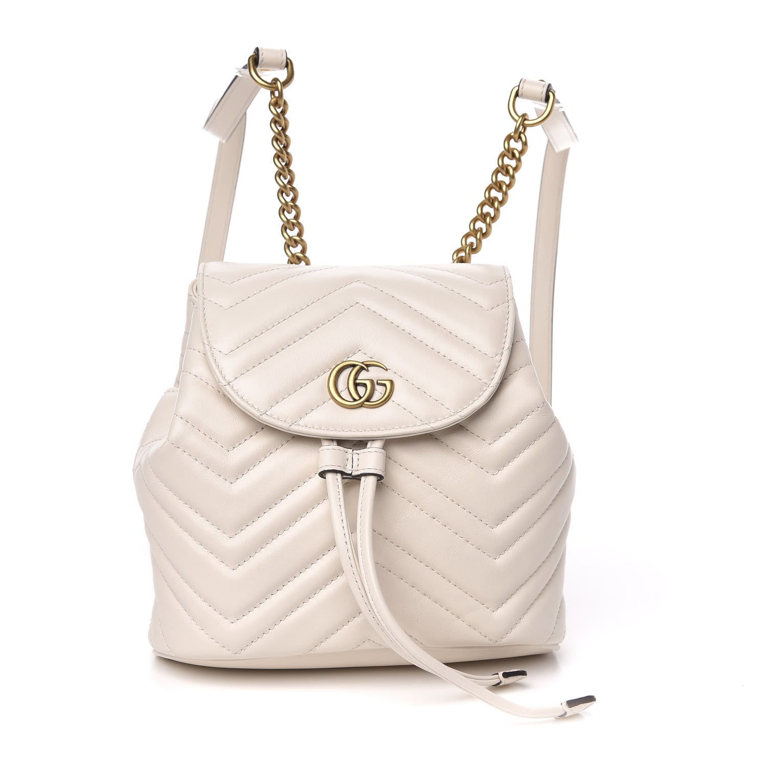 Gucci Calfskin Matelasse GG Marmont Flap Backpack White 1 of 9