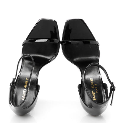 Saint Laurent Patent Calfskin Opyum 110 Sandals 38.5 Black 2 of 10