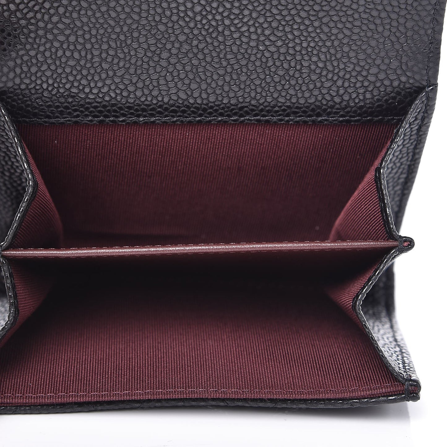 Caviar Quilted Flap Card Holder Wallet Black