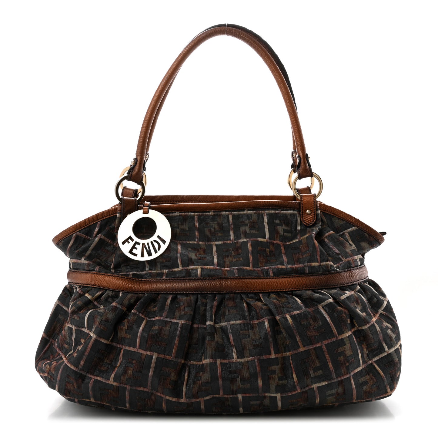 Zucca Calfskin Crocodile Embossed Large Chef Shopper Tote Tobacco