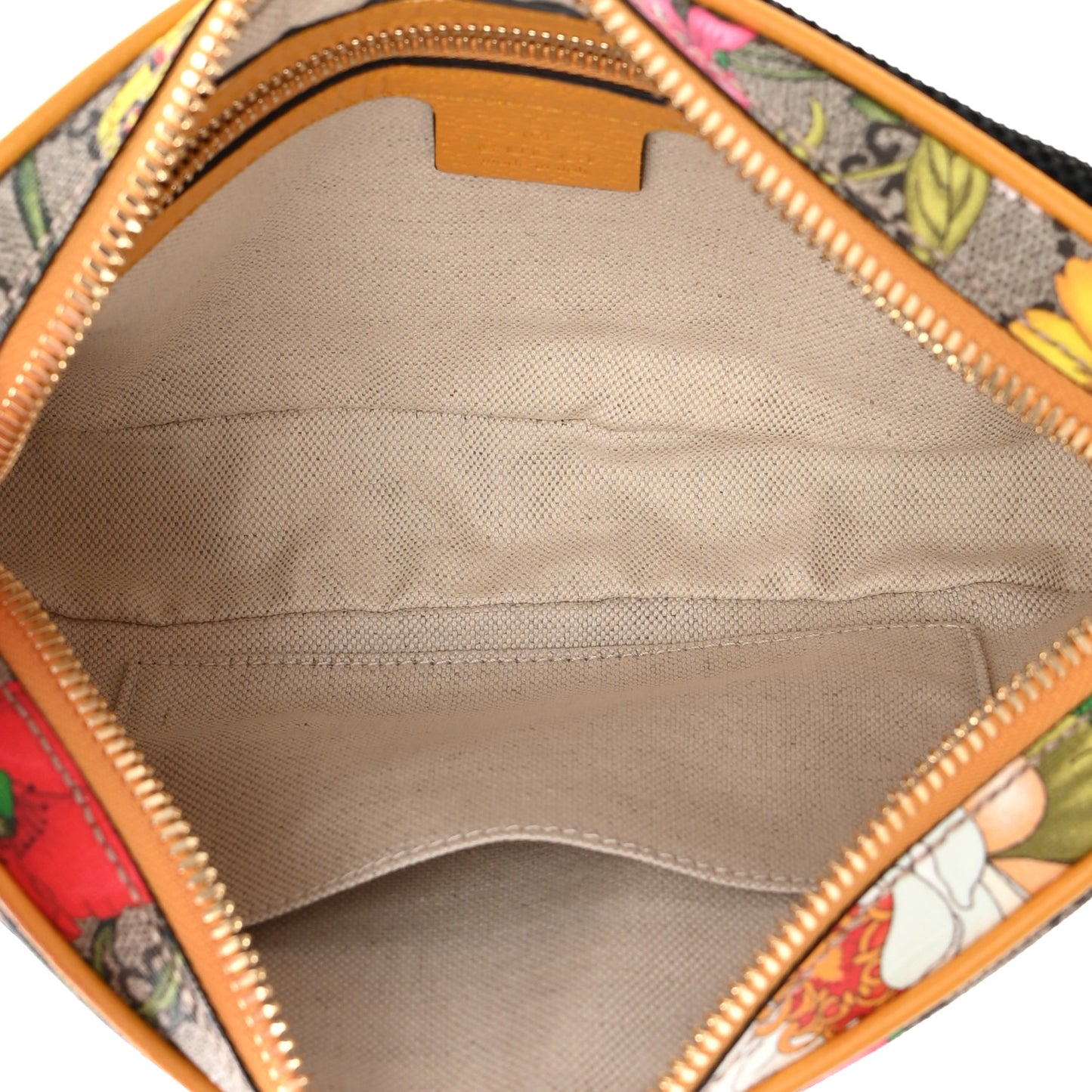 GG Supreme Monogram Flora Medium Ophidia Belt Bag Beige Multicolor Crop