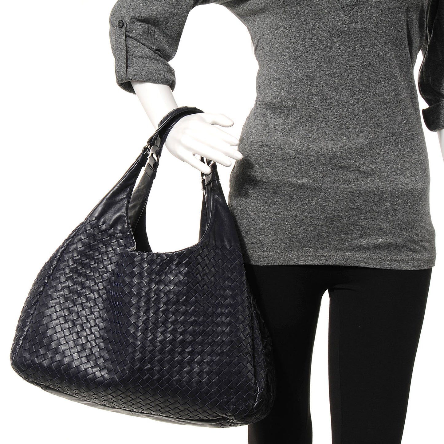 Nappa Intrecciato Large Campana Hobo Ink