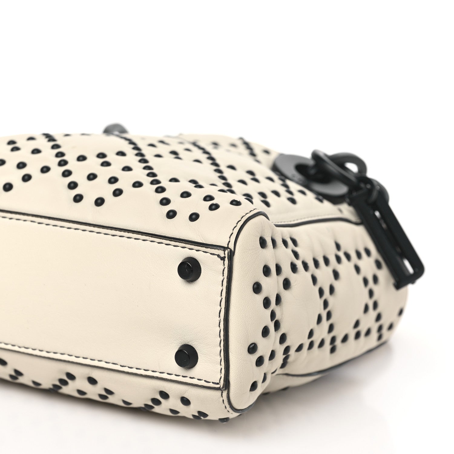 Christian Dior Ultra Matte Calfskin Studded Mini Supple Lady Dior White Black 9 of 12