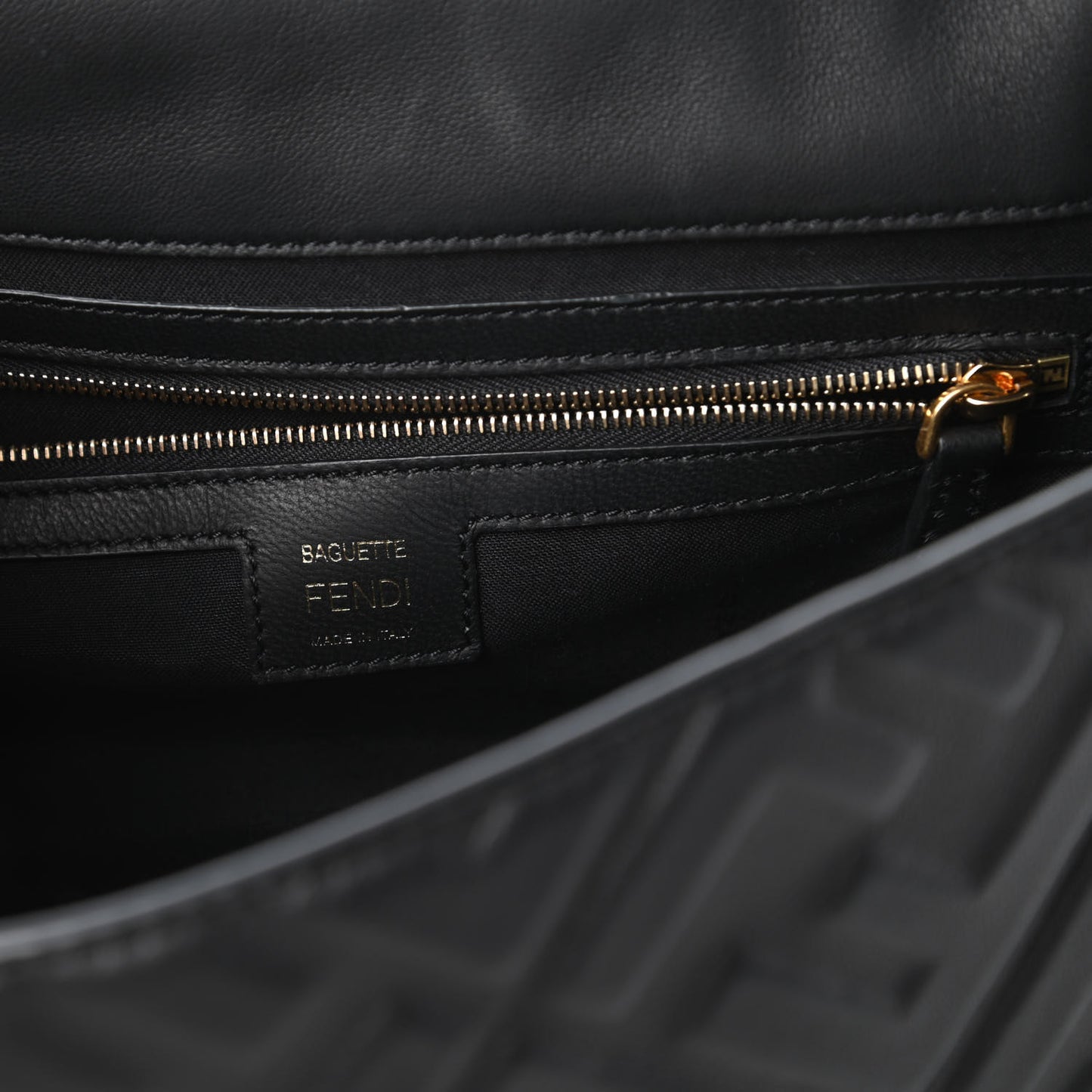 Nappa FF 1974 Embossed Baguette Black