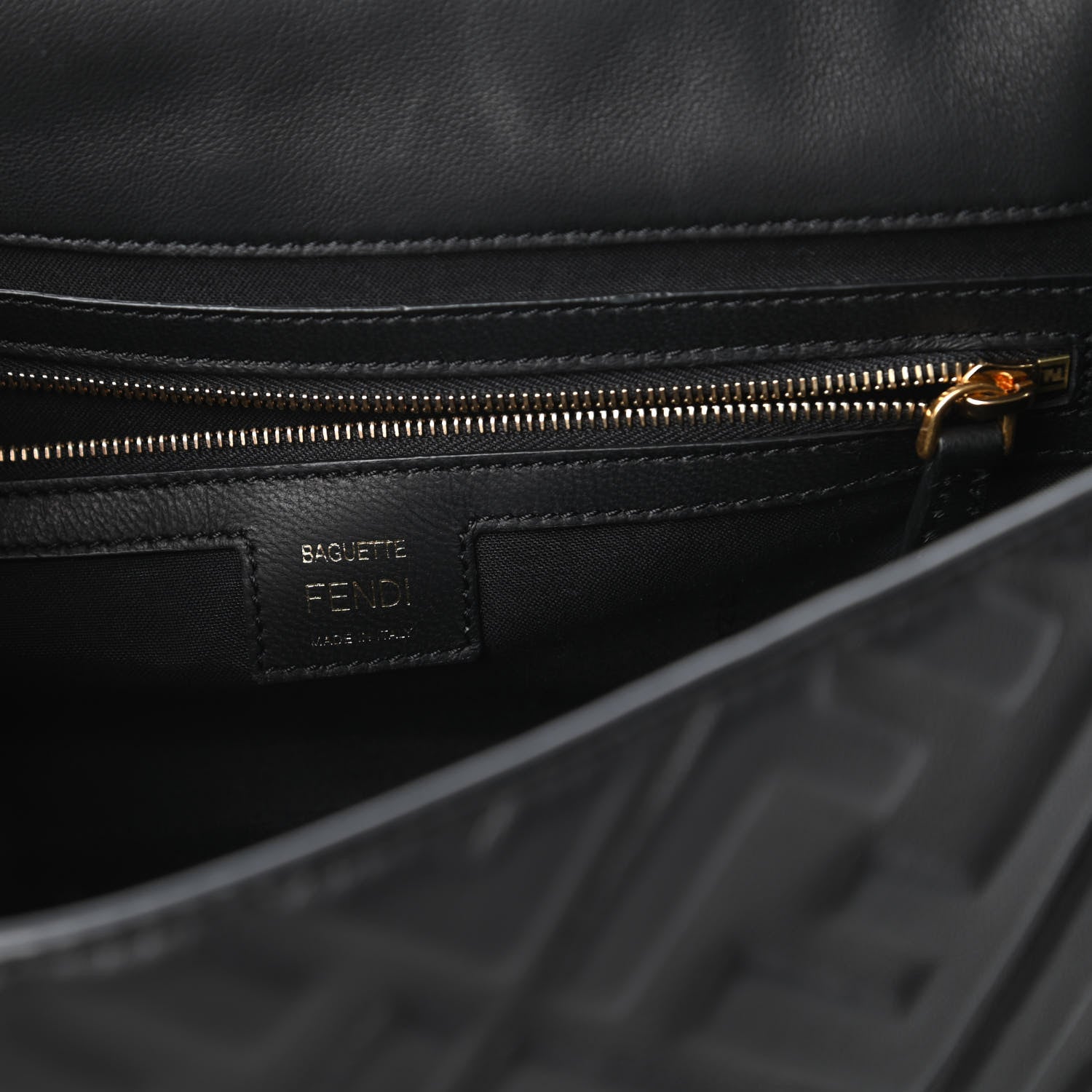 Fendi Nappa FF 1974 Embossed Baguette Black 8 of 10