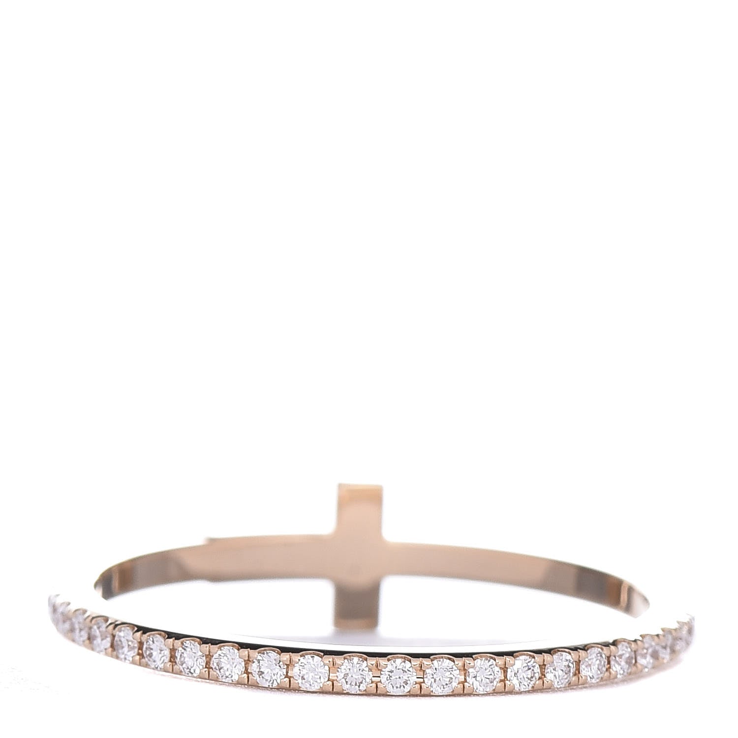 Tiffany 18K Yellow Gold Diamond T Wire Pave Ring 50 5.5 3 of 5