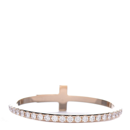 Tiffany 18K Yellow Gold Diamond T Wire Pave Ring 50 5.5 3 of 5
