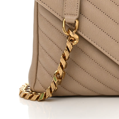 Saint Laurent Sheepskin Matelasse Chevron Monogram Medium College Bag Dark Beige 13 of 13