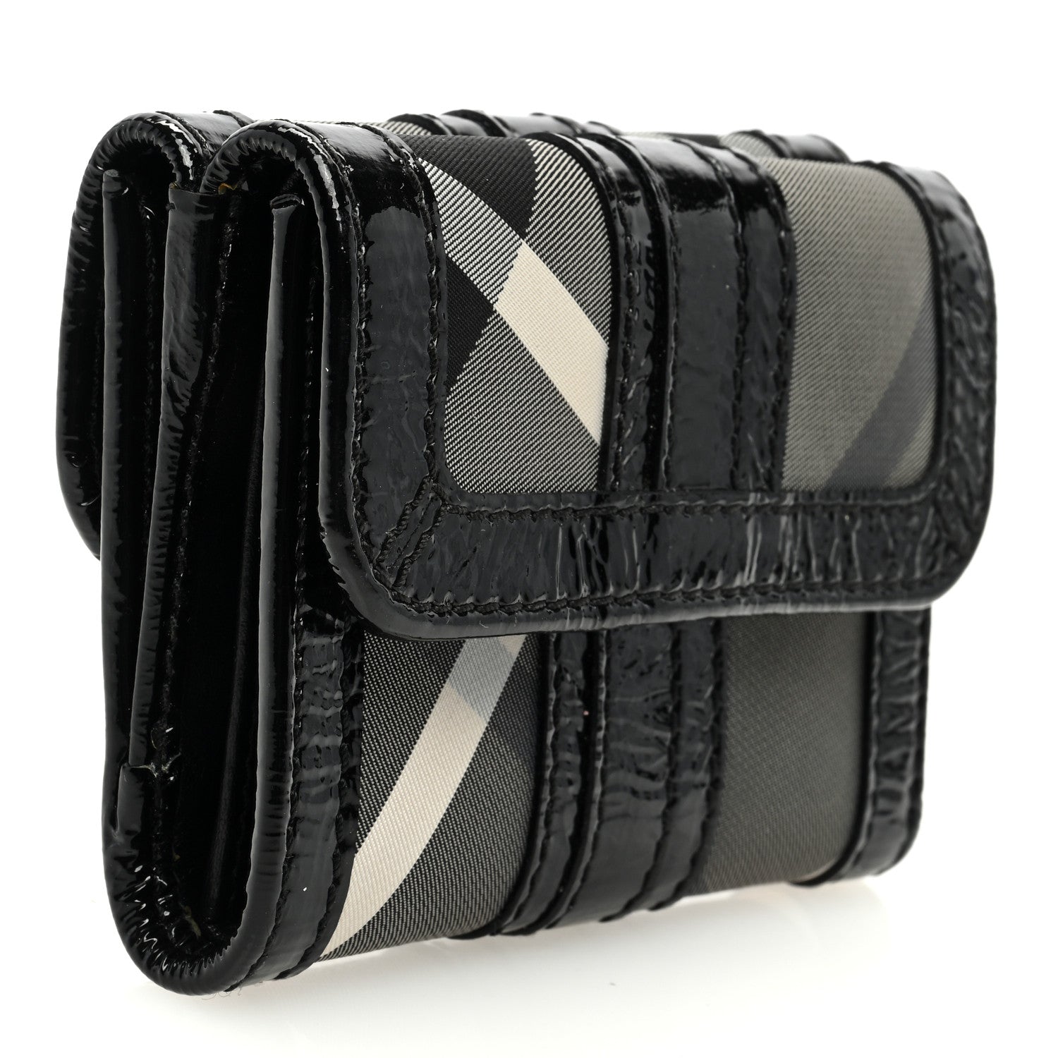 Burberry Patent Nova Check Wallet Black 3 of 8