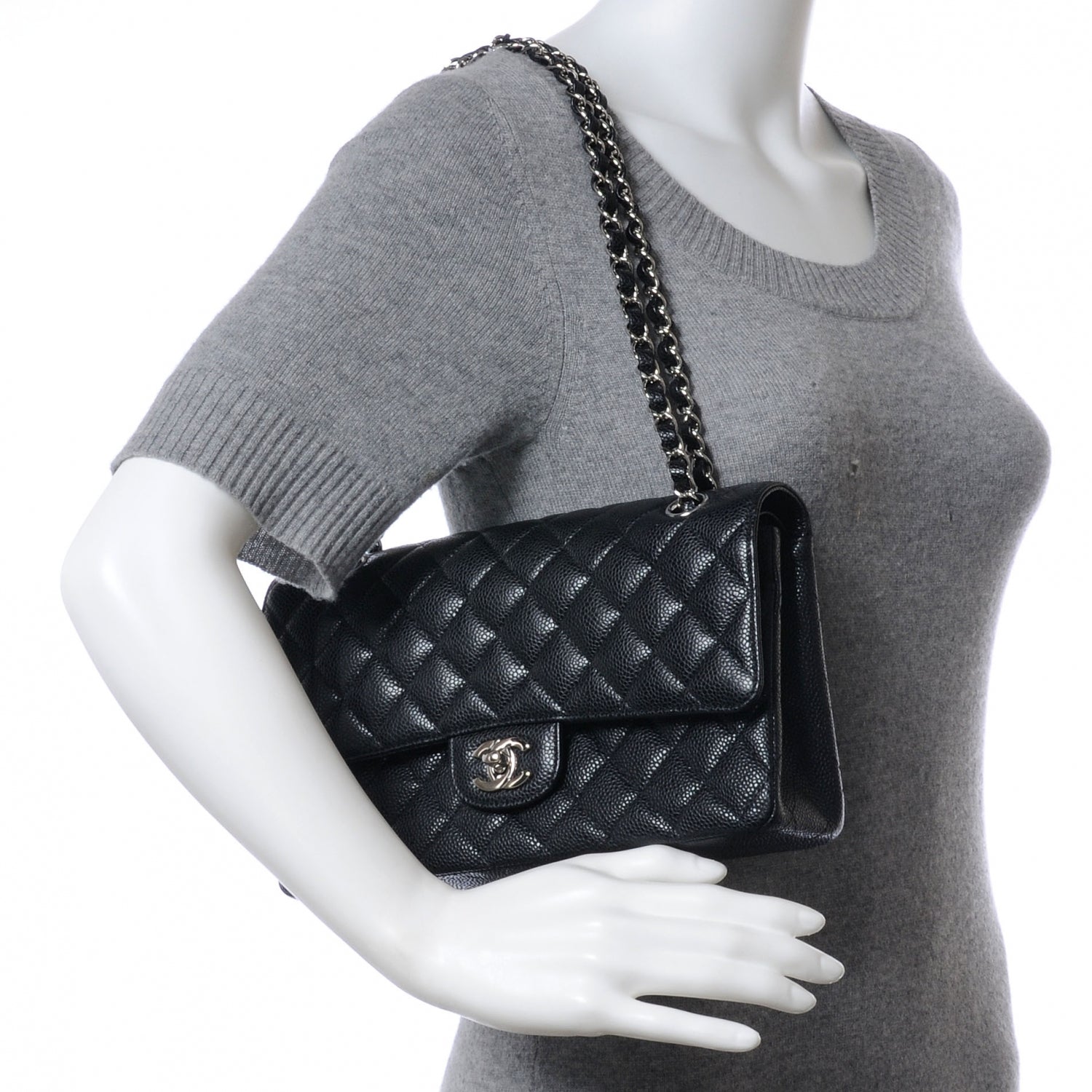 Chanel Caviar Quilted Medium Double Flap Black 2 of 8