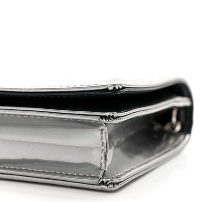 Christian Dior Metallic Patent Micro-Cannage Diorama Wallet on Chain Pouch Silver 10 of 12