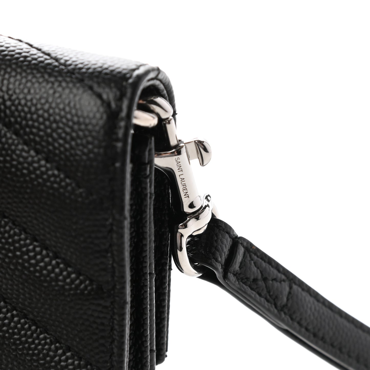 Grain De Poudre Matelasse Chevron Monogram Envelope Clutch Black