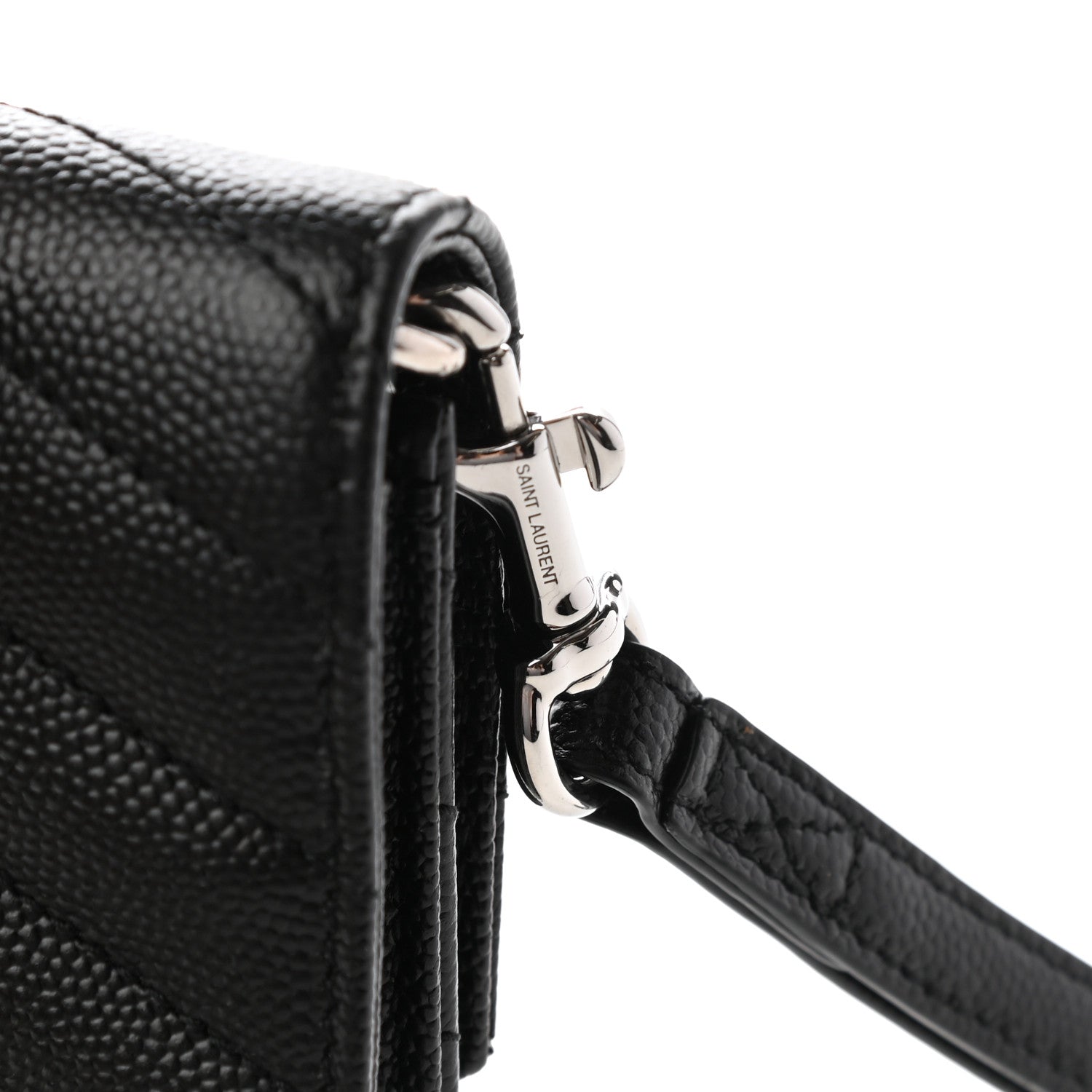 Saint Laurent Grain De Poudre Matelasse Chevron Monogram Envelope Clutch Black 12 of 13