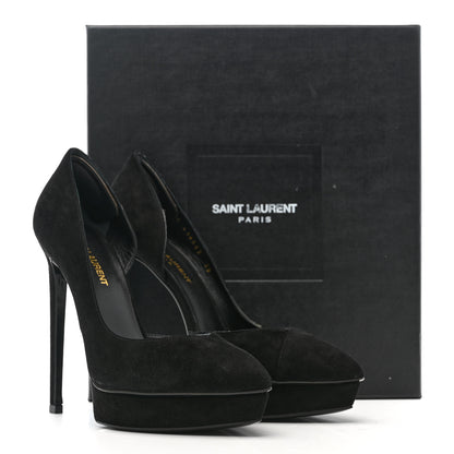 Saint Laurent Suede Janis 105 D'Orsay Pumps 38 Black 10 of 10