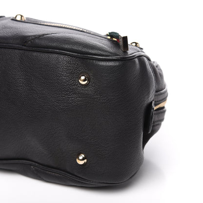 Gucci Pebbled Calfskin Chain Web Shoulder Bag Black 8 of 11