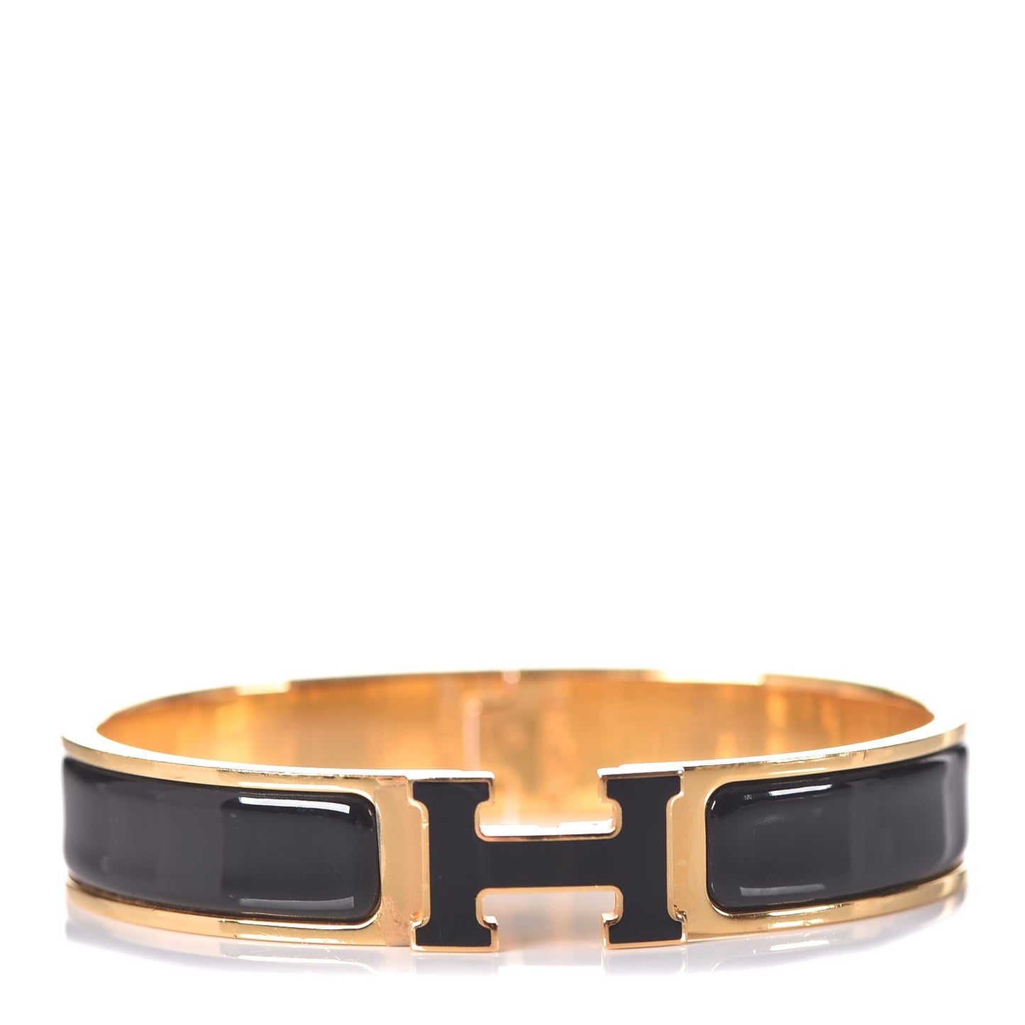 Enamel Narrow Clic Clac H Bracelet GM Black