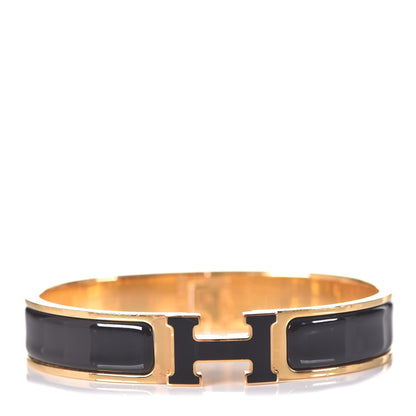 Hermes Enamel Narrow Clic Clac H Bracelet GM Black 1 of 6
