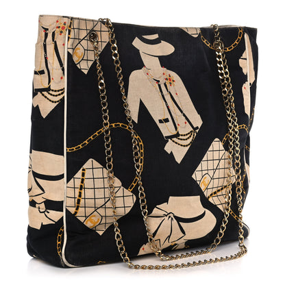 Chanel Canvas Print Tote Black Multi 2 of 13