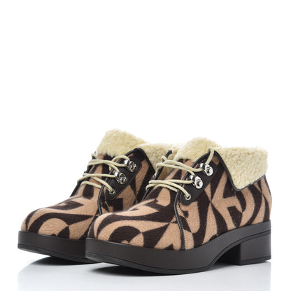 Gucci Wool Faux Shearling G Rhombus Womens Victor Ankle Boots 36.5 Beige Cocoa 3 of 20